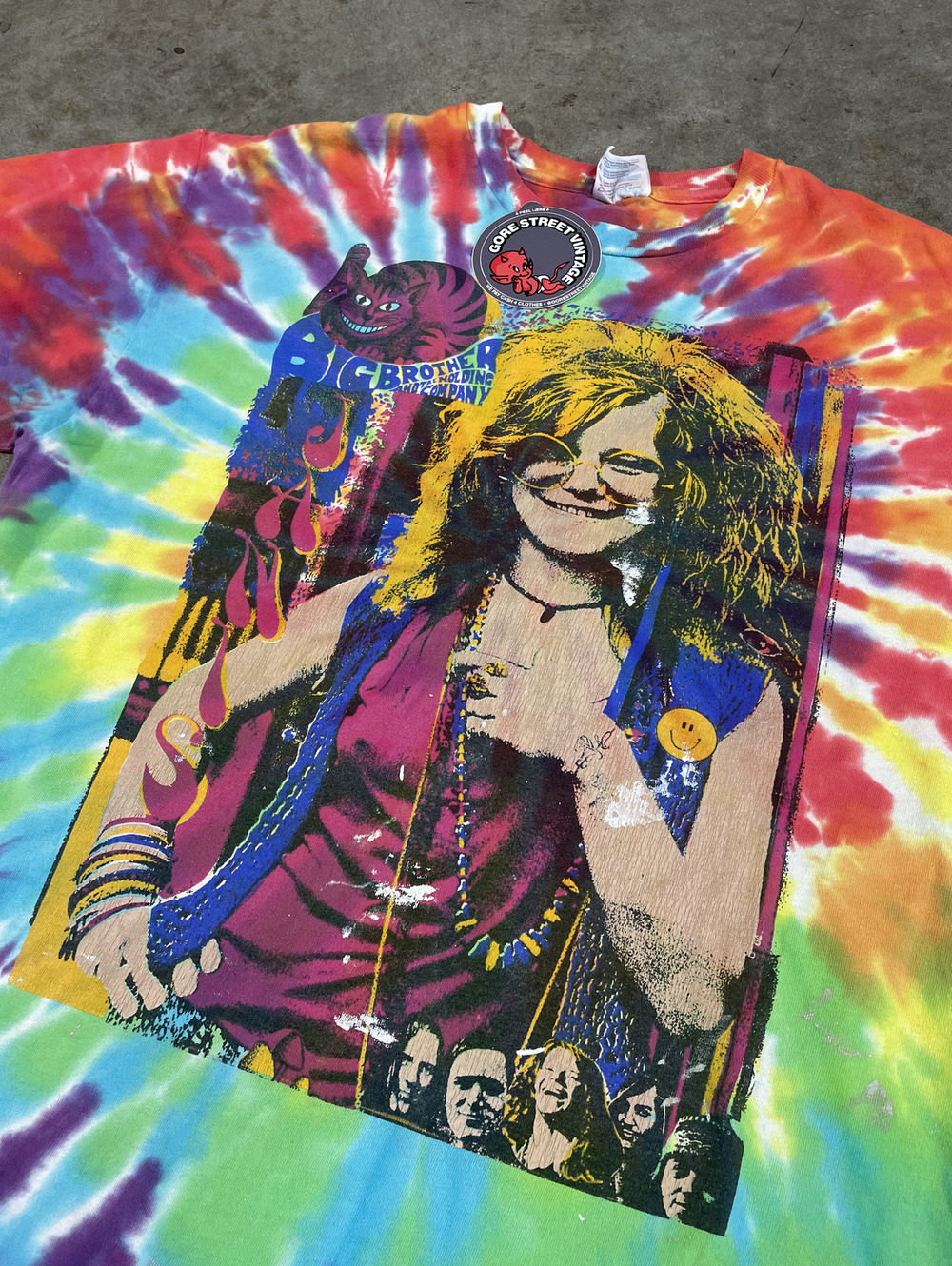 Vintage 90s Big Brother Janis Joplin Tie Dye Tee L 21x28